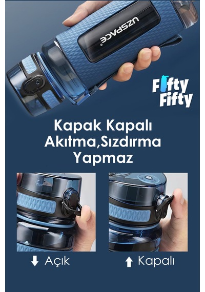 Uzspace 520ml Tritan Su Matarası Silikon Korumalı Kaydırmaz Gövde Kahverengi Çok Renkli