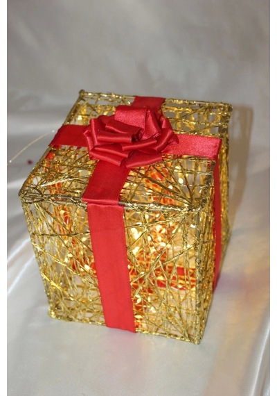 Noel Led Işıklı Hediye Kutusu Paketi Yılbaşı Gold 15 15 15