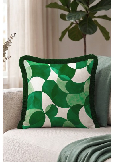 Geometrik Soyut Desenli Saçaklı Yastık Kılıfı - Eklektik Yeşil Beyaz Siyah Püsküllü Kırlent Kılıfı Serin Vadi Mira Geometrik Soyut Desenli Saçaklı Yastık Kılıfı - Eklektik Yeşil Beyaz Siyah Püsküllü Kırlent Kılıfı Serin Vadi Mira