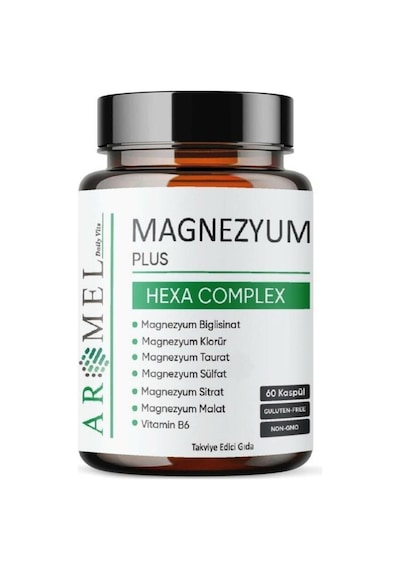 Magnezyum Plus, Hexa Complex 60 Kapsül Magnezyum,biglisinat,klorür,taurat,sülfat,sitrat,m