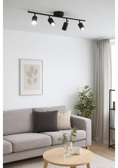 Spoti Modern Tasarım Salon - Mutfak - Banyo Spot Ledli Sıralı Avize Siyah, 80 Cm, 3000, Kelvin Diğer