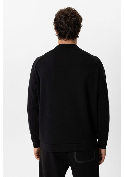 Backandbond Siyah Regular Fit Pamuklu Bisiklet Yaka Kanguru Sweatshirt