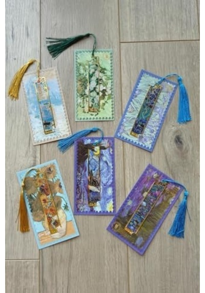Kolbi Craft,irisler Van Gogh Püsküllü Altın Renk Metal Kitap Ayracı Hediyelik Sanatsal