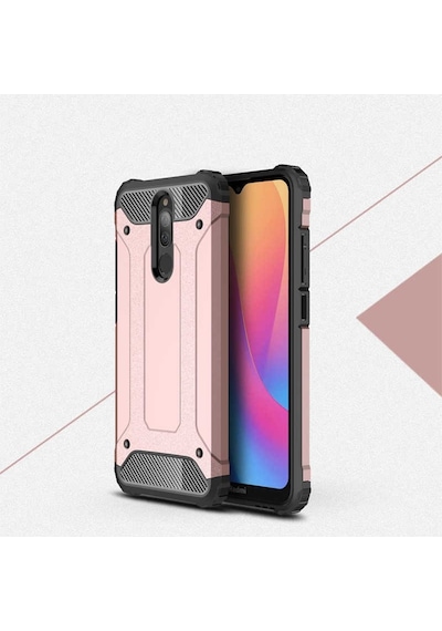 Kilifone - Xiaomi Uyumlu Redmi 8 - Kılıf Çift Katman Zırh Tank Crash Military Kapak - Rose Gold