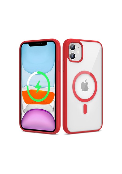 Apple iPhone Uyumlu 11 Kılıf Kenarlar İnce Arka Kısım Magsafe Kamera Yükseltili Silikon Pazarplus Pembe