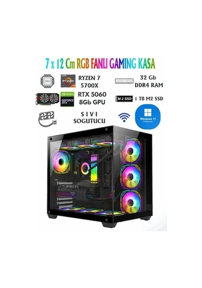 Ramtech Suppley V2 R7-5700X 32 GB 1 TB M2 SSD RTX5060 W11P Masaüstü Oyuncu Bilgisayarı