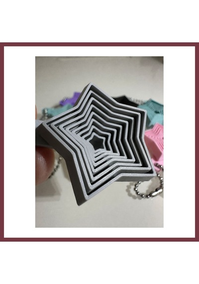 Storeşahin 3d Baskı Yıldız Fidget Anahtarlık - Hareketli Stres Oyuncağı Ve Çanta Aksesuarı-gri Shn0720