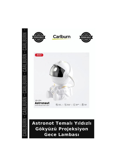 Astronot Temalı Yıldızlı Gökyüzü Projeksiyon Gece Lambası Renkli Işık Aksesuar Salon Çok Renkli