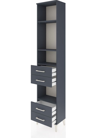Arges Dolap 4 Raflı 4 Çekmeceli 44x30x221 Antrasit-antrasit Antrasit