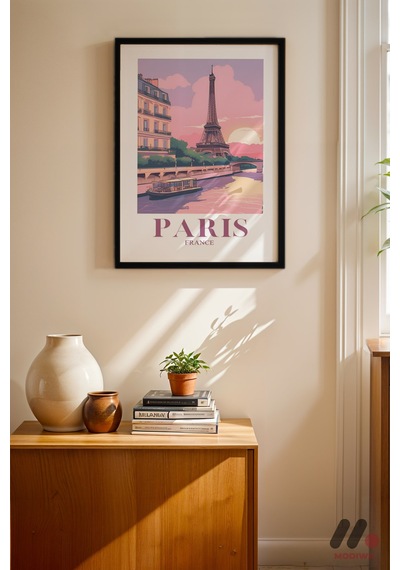 Paris Seyahat Posteri, Siyah Çerçeveli Duvar Tablosu - Seyahat Severlere Hediye