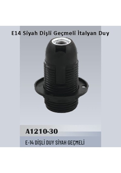 20 Adet E14 Siyah Dişli Geçmeli İtalyan Duy