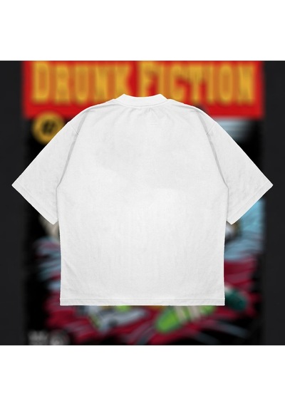Startmore Drunk Fiction Oversize Unisex Pamuklu Nefes Alan Kalın Kumaşlı Beyaz