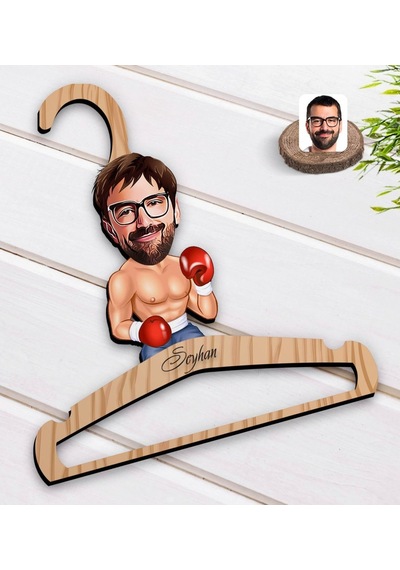 Kişiye Özel Erkek Boksör Karikatürlü Standart Boy Ahşap Elbise As (551143940)