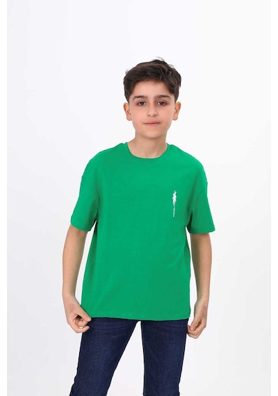 Toontoy Kids Toontoy Erkek Çocuk Palmiye Ağaç Baskılı Tişört Koyu Yeşil