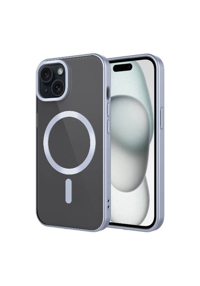 Apple Uyumlu iPhone 15 Kılıf Mat Tasarımlı M-safe Wireless Şarj Özellikli Zore Mat Setro Kapak Gümüş