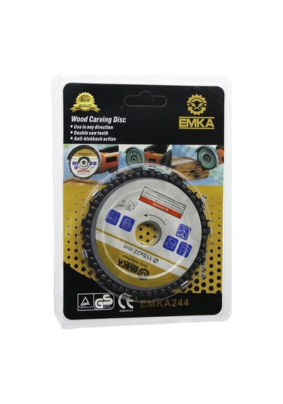Emka-244 Wood Carving Disc Testere 115x22mm Disk Ahşap Zincirli