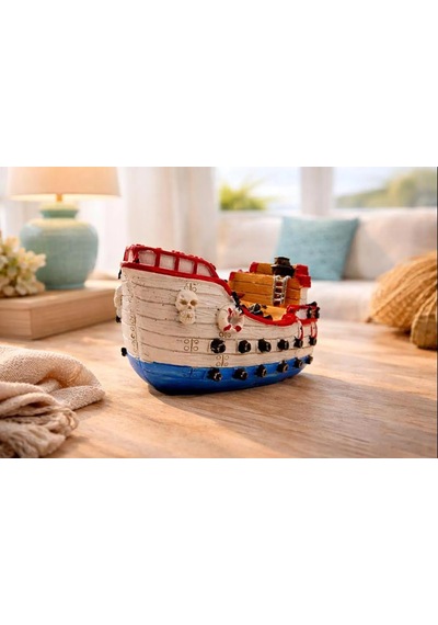 Vintage Korsan Hazine Gemisi Kitap Desteği El Yapımı Reçine Pirate Treasure Ship Bookend, Ev & Ofis Dekoru
