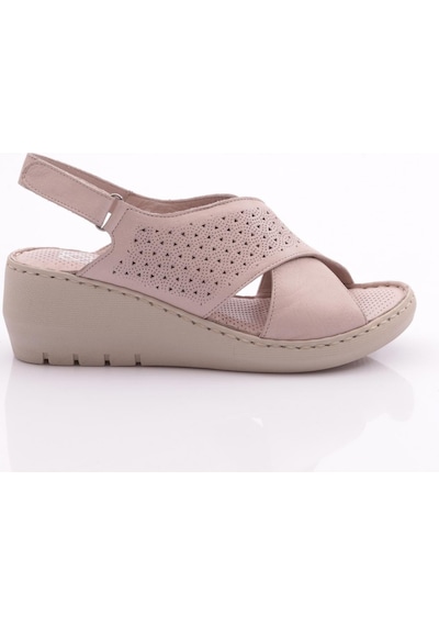 Dgn 1000 Kadin Delikli Kalin Topuk Sandalet 1000-2495-R4971 Gümüş