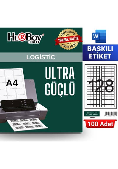 Herboy Hb-1723 17 X 23 Mm A4 Baskılı Laser Etiket 100 Adet