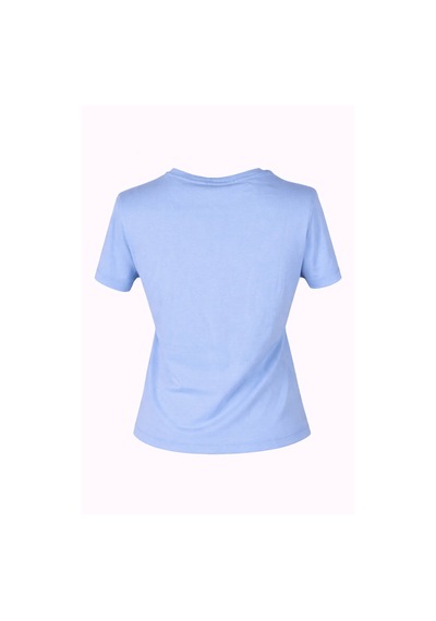 Trender Kurdele Baskı Mavi Kadın T-shirt 6719