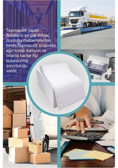6x17 Kantar Fişi 2 Nüsha 2000 Adet , Beyaz Otokopili Sürekli Form 6''x17 Cm