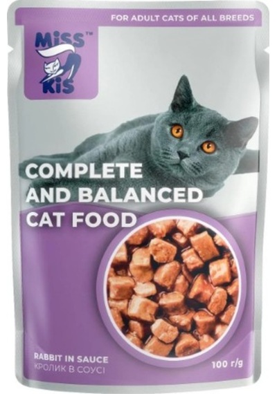 Miss Kis Tavşanlı Yetişkin Kedi Pouch 100 Gr - Hassas Kediler İçin Novel Protein Yaş Mama