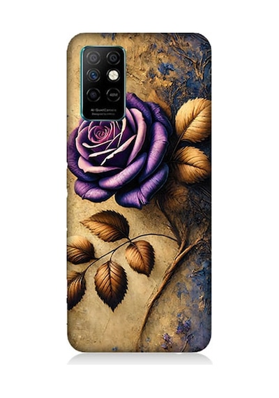 İnfinix Note 8i Uyumlu Kuru Yaprakta Mor Gül Desenli Silikon Kılıf Çok Renkli