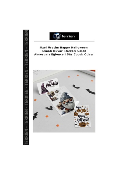 Özel Üretim Happy Halloween Temalı Duvar Stickerı Salon Aksesuarı Eğlenceli Süs Çocuk Odası Çok Renkli
