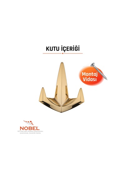 Datça Lüks Askı, Metal, Vestiyer Askı, 128 Gr, Dolap Askılık, Duvar Askılığı, Altın Vidalı 5 Adet