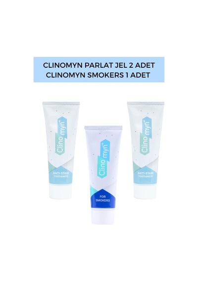 Clinomyn Temizle & Parlat Leke Giderici Diş Beyazlatan ve Parlatan Jel Diş Macunu 2 x 75 ML + Smokers Diş Macunu 75 ML
