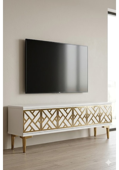 Tsa1238bg Arex Tv Sehpası Beyaz-gold 120cm