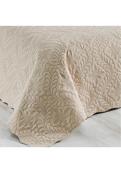 Çift Kişilik Düz Renk Kapitone Yatak Örtüsü, Sade Ve Şık Görünüm 250 X 260cm Bej