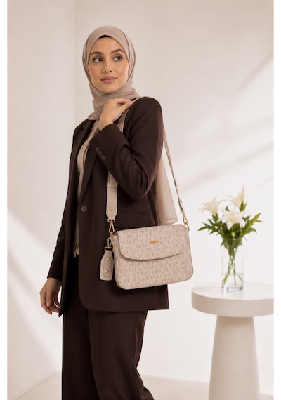 Just Polo Yeni Sezon Kolon Askılı 4 Bölmeli Kadın Çantası 25x15cm Bej