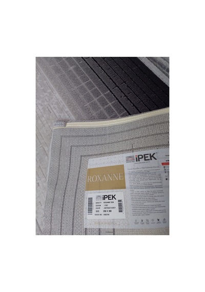 İpek Mekik Halı Roxanne 17257 Akrilik Yün İplik Dokuma 200x300 6m2 Lüx Makina Halısı Gri Antrasit