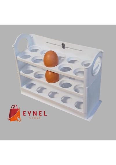 3 Katlı Yumurtalık Buzdolabı Organizeri Saklama Kabı 30 Bölmeli Raflı Yumurta Kutusu Düzenleyici 1, Sku: Smg8690010559524 A