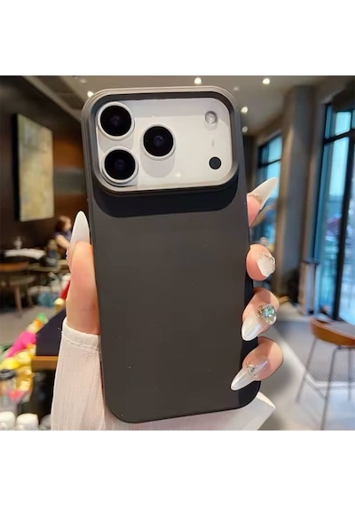 Apple Uyumlu iPhone 17 Pro Max Kılıf Kamera Çıkıntılı Yumuşak Silikon İçi Kadife Lansman Kapak . Siyah