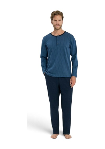 Pijadore Erkek %100 Pamuk Uzun Kollu Pamuklu Pijama Takımı 2287 Lacivert