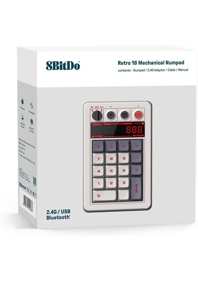 8bitdo Retro 18 N Edition Kablosuz Mekanik Numpad,hesap Makinesi Modu,windows Ve Android Uyumlu Gri