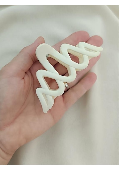 Mandal Dalga Toka Krem Renk Saç Aksesuarı 9 Cm İthal Ürün Saç Tokası Krem