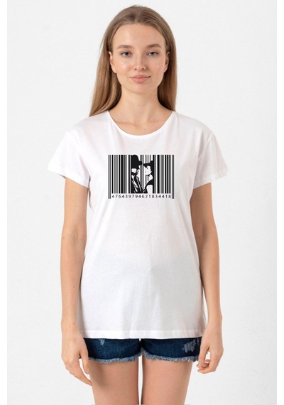 Casablanca Insıde A Barcode Beyaz Kadın Bisikletyaka Tshirt 001