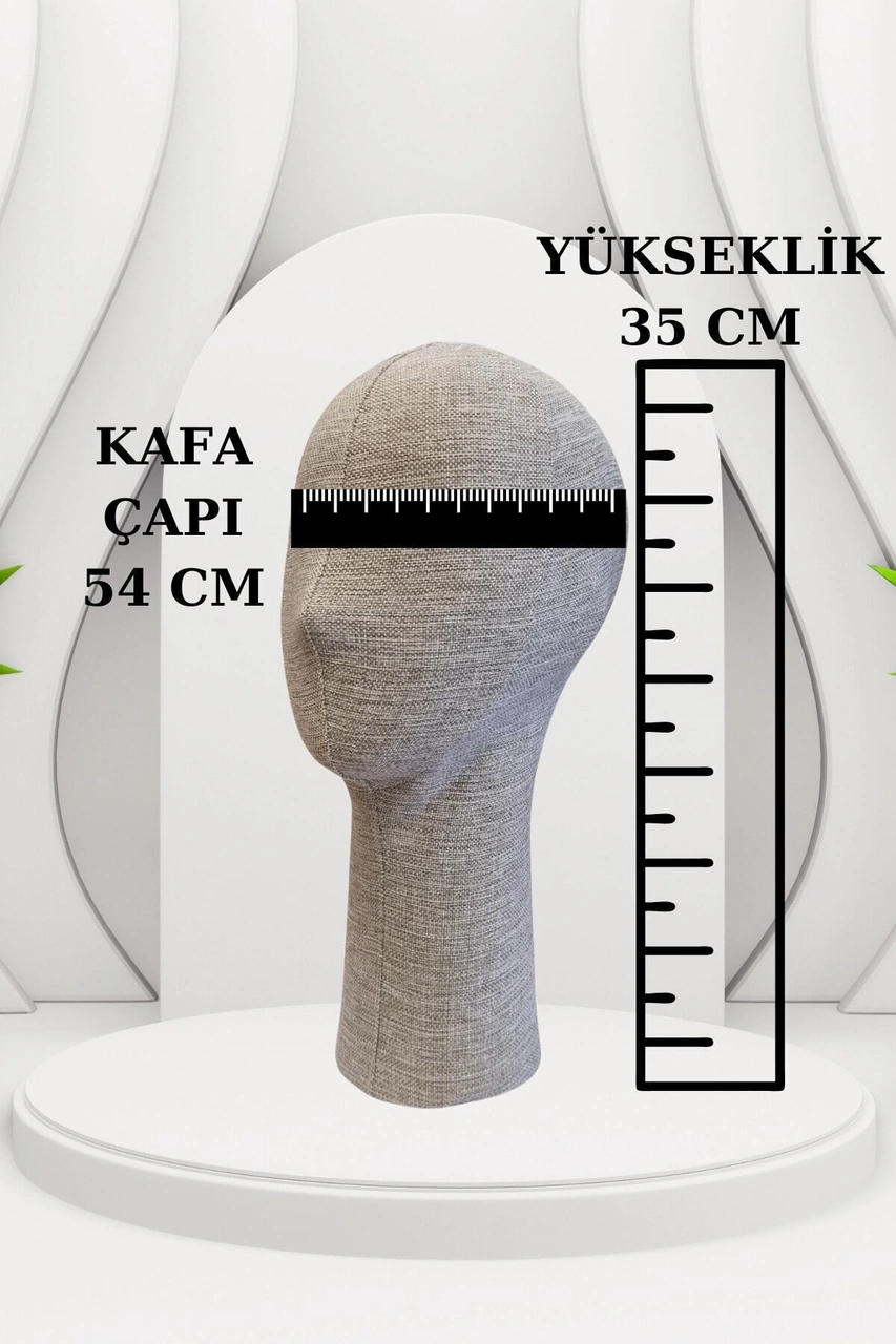 Keten Kumaş Kaplı Polyester Kafa Mankeni Aksesuar Mankeni Şapka Mankeni Peruk Mankeni