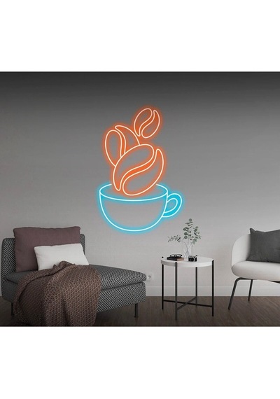 Kahve Fincanı Şekilli Neon Tabela Turkuaz