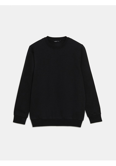 Lcwaıkıkı Basic Siyah Bisiklet Yaka Uzun Kollu Erkek Sweatshirt