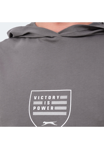 Slazenger VERSIO IN Erkek Kolsuz Baskılı Koyu Gri Tişört