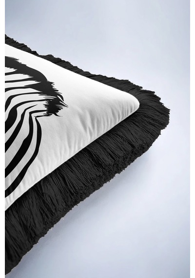 Zebra Figürlü Saçaklı Yastık Kılıfı - Monokrom Safari Modern Siyah Kenarlı Püsküllü Kırlent Kılıfı Mat Kumlu Zeytin Zebra Figürlü Saçaklı Yastık Kılıfı - Monokrom Safari Modern Siyah Kenarlı Püsküllü Kırlent Kılıfı Mat Kumlu Zeytin