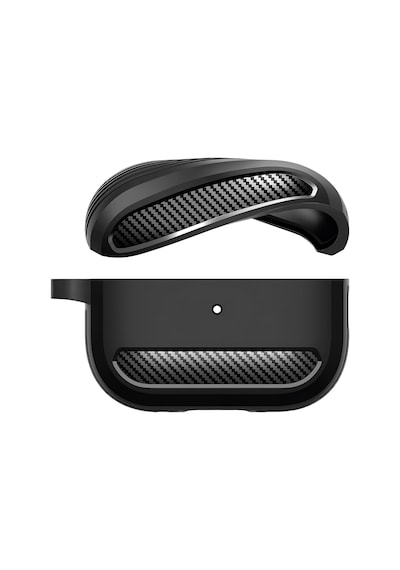 Airpods Pro 1.nesil İçin Fiber Karbon Görünümlü Airpods Pro 1 Silikon Kılıf Siyah
