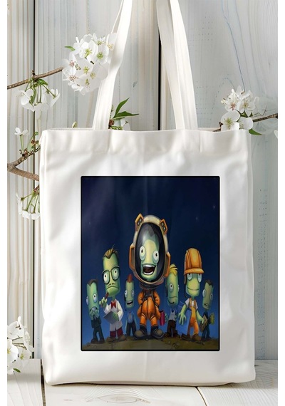 Art Hediye Kerbal Space Oyun Baskılı Omuz Çanta Kişiye Özel Model 4 Çok Renkli
