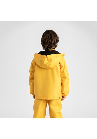 Ligenne Su Geçirmez Çocuk Yağmur Montu Polar Astarlı Kapüşonlu Çocuk Yağmurluk Pure Mustard Sarı