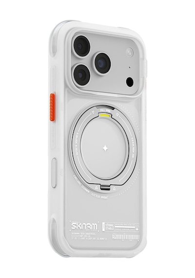 İphone 18 Pro Uyumlu Kılıf M-safe Şarj Özellikli Airbag Tasarımlı Standlı Skinarma Atlas Kapak Beyaz