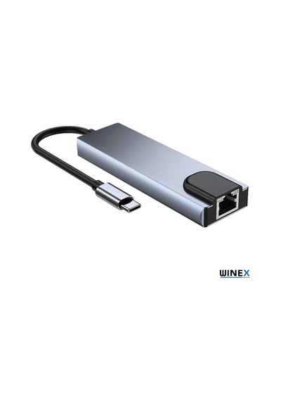 Winex 5in1 Type-C to HDMI 2xUsbA 3.0 Ethernet Hub Port Adaptör